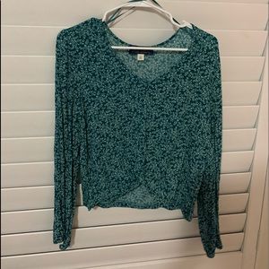 green/teal long sleeve blouse